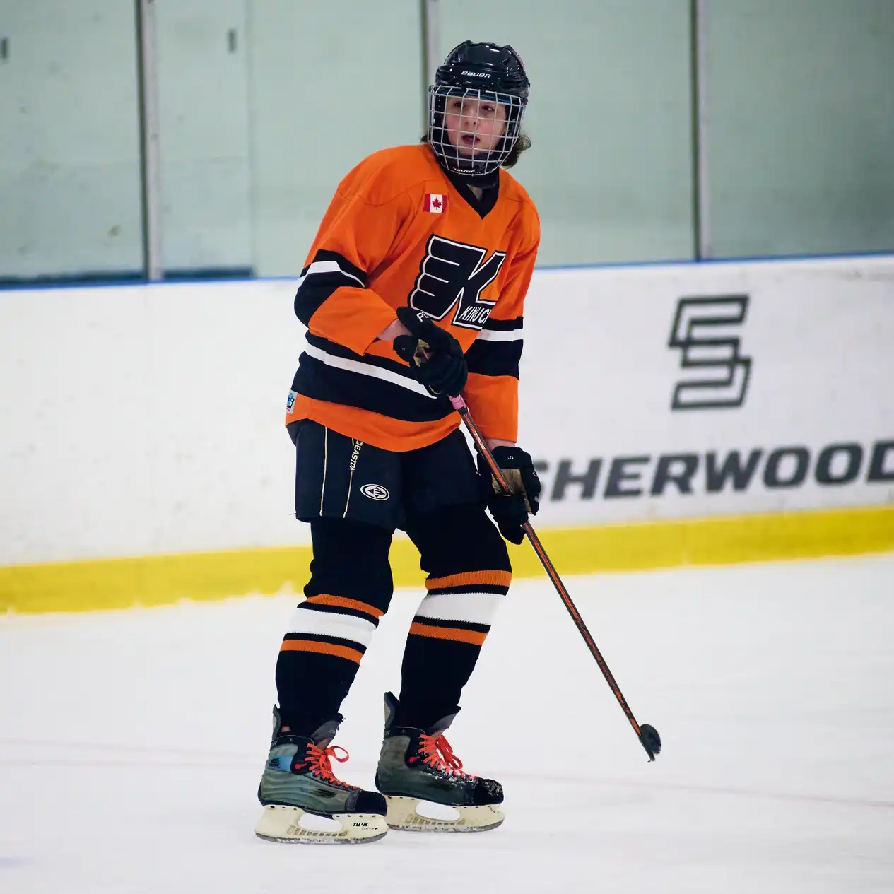 Kincardine Kinucks KMHA hockey player who completed CanSkate learn to skate and power skating classes at Ripley Huron Skating Club near Kincardine.